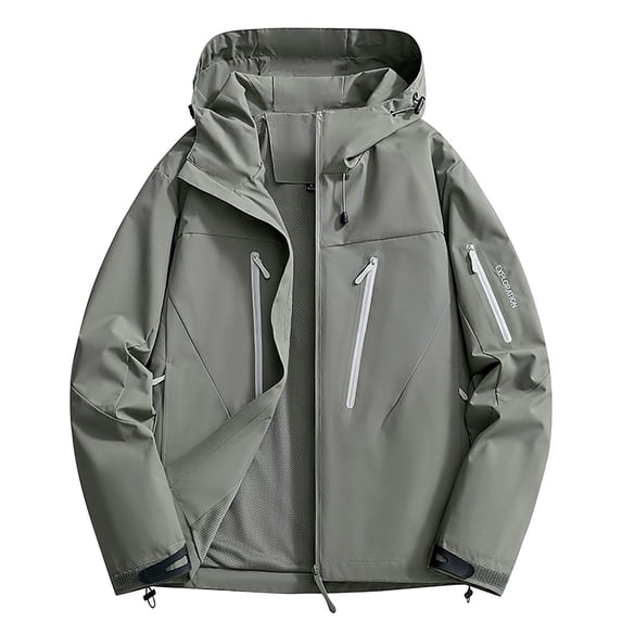 XUNKUSGA Fall Jackets For Women 2025 Solid Color Adjustable Cuffs Long Sleeve Hooded Lightweight Jacket Waterproof Windproof Cargo Windbreaker Jacket with Multi Slant Pockets