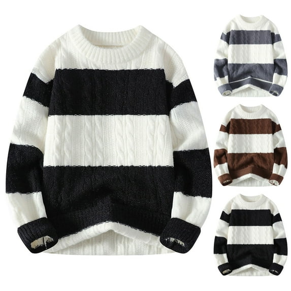 XUNKUSGA Fall Sweaters Loose Casual Knit Sweaters For Men Color Block Crewneck Long Sleeve Oversized Pullover Sweaters Warm Thickened Fall Winter Clothing for Men M-4XL Gray