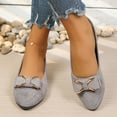 thumbnail image 1 of XUNKUSGA Flats Shoes Women Dressy Comfortable Suede Pointed Toe Wedding Shoes Classic Pumps Shoes Fashion Bowknot Slip On Shoes Women Lightweight Flat Low-Heel Dress Shoes for Women Gray, 1 of 9