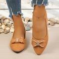 thumbnail image 1 of XUNKUSGA Flats Shoes Women Dressy Comfortable Suede Pointed Toe Wedding Shoes Classic Pumps Shoes Fashion Bowknot Slip On Shoes Women Lightweight Flat Low-Heel Dress Shoes for Women Brown, 1 of 9