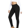 thumbnail image 1 of XUNKUSGA Fleece Lined Leggings Women High Waisted Winter Yoga Pants Classic Tummy Control Soft Thermal Warm Yoga Pants Casual Solid Color Stretch Womens Leggings S-2XL Black, 1 of 7