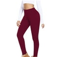 thumbnail image 1 of XUNKUSGA Fleece Lined Leggings Women High Waisted Winter Yoga Pants Classic Tummy Control Soft Thermal Warm Yoga Pants Casual Solid Color Stretch Womens Leggings S-2XL Red, 1 of 6