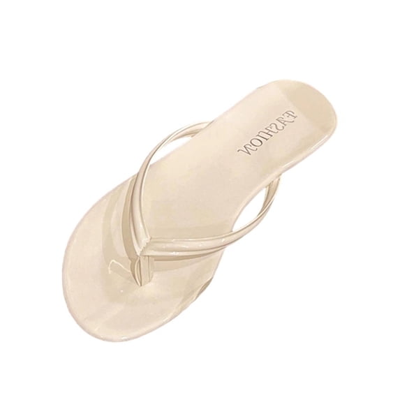 XUNKUSGA Flip Flops for Women Summer Beach Leather Flat Thong Sandals for Women Lightweight Durable Non-Slip Essentials Slides for Women,Beige,7.5