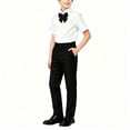 thumbnail image 1 of XUNKUSGA Formal Set for Boys Casual Comfortable Cotton Short Sleeve Dress Shirt Long Pants 2 Piece Suit Set with Bow Tie Classic Boys Formal Outfit for Wedding,Graduation,School,5 Years, 1 of 6