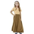 thumbnail image 1 of XUNKUSGA Girl's Maxi Dress Color Block Short Sleeve Crew Neck Dresses with Pockets Flowy Tiered Casual Dress for Girls 4-13 Years, 1 of 8