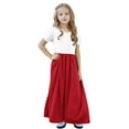 thumbnail image 1 of XUNKUSGA Girl's Maxi Dress Color Block Short Sleeve Crew Neck Dresses with Pockets Flowy Tiered Casual Dress for Girls 4-13 Years, 1 of 8