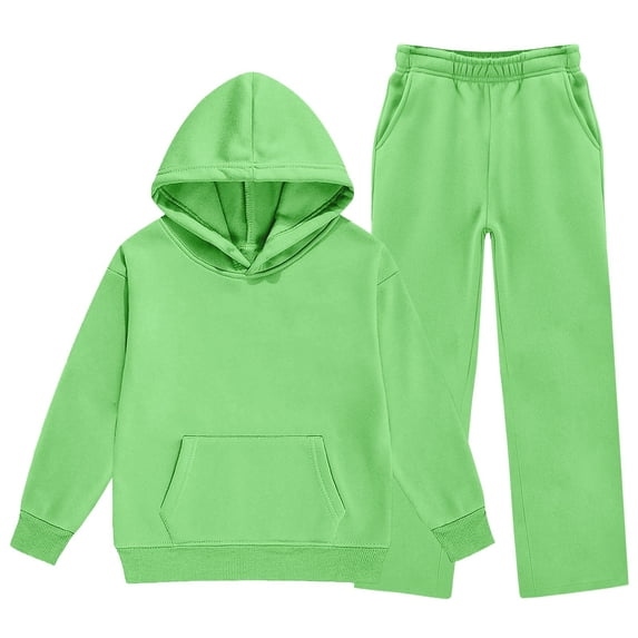 XUNKUSGA Girls Boys Fleece 2 Piece Sweatsuit Set Unisex Plain Tracksuit Hoodie with Joggers Classic Solid Color Long Sleeve Hoodie and Sweatpant Kids Sweat Set,5-6 Years