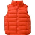 thumbnail image 1 of XUNKUSGA Girls Boys Down Vest 3-15 Years Puffy Stand-Up Collar Light Sleeveless Kid Jacket Solid Color Zipper Comfortable Smooth Puffer Vest Girls with Pocket Orange, 1 of 2