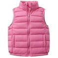 thumbnail image 1 of XUNKUSGA Girls Boys Down Vest 3-15 Years Puffy Stand-Up Collar Light Sleeveless Kid Jacket Solid Color Zipper Comfortable Smooth Puffer Vest Girls with Pocket Pink, 1 of 2