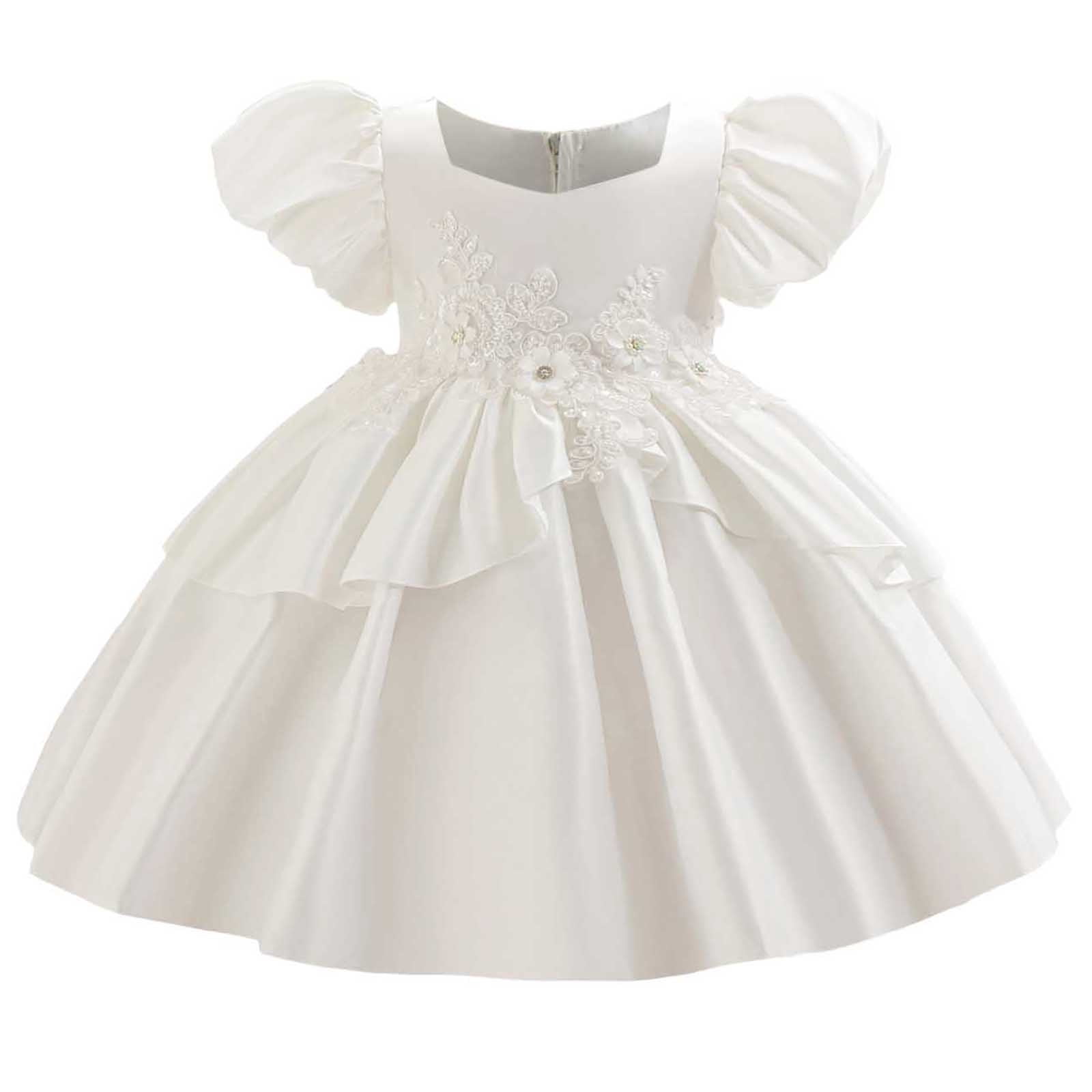 XUNKUSGA Girls Dresses 1-4 Years Embroidery High Waist Kids Dresses Cute  Square Neck Puff Sleeve Princess Dress Wedding Birthday Pageant Baby Girl  Dress - Walmart.com