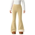 thumbnail image 1 of XUNKUSGA Girls Flare Pants 4-15 Years Warm Fleece Lined Bootcut Leggings High Waisted Full Length Bell Bottoms for Girls Winter Thickened Solid Color Thermal Outdoor Beige, 1 of 9