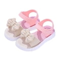 thumbnail image 1 of XUNKUSGA Girls Sandals Summer Cute Flower Open Toe woven Princess Flat Sandals Toddler Soft Sole Baby Shoes Comfortable Anti-Slip Walking Sandals,Pink, 1 of 7