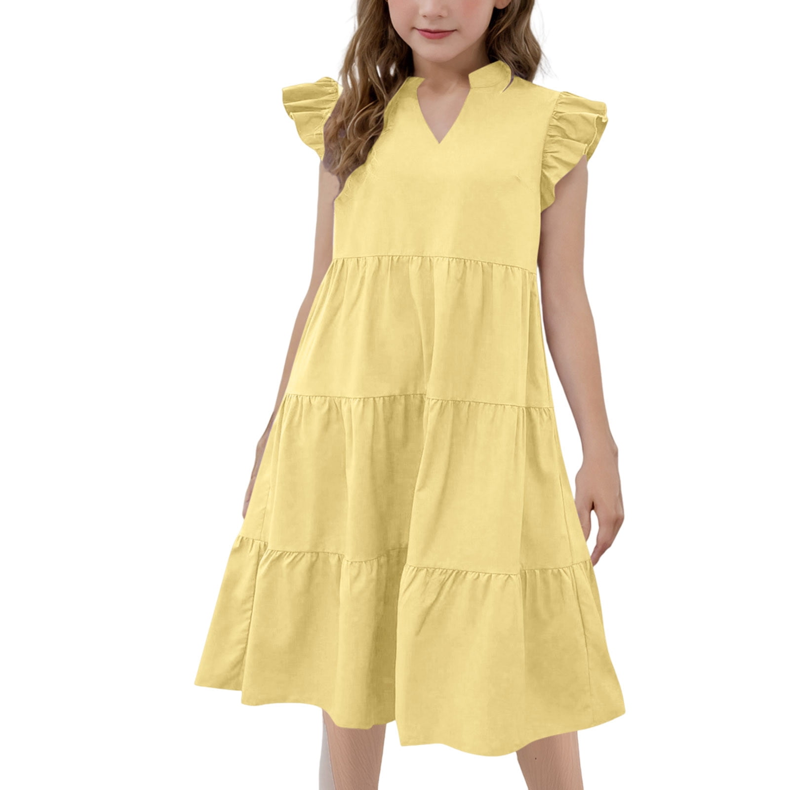 KIDS FRILL HEM TIERED DRESS 4-10 SOUTH BEACH SUNRISE main image 1