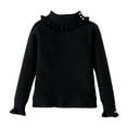 thumbnail image 1 of XUNKUSGA Girls' Sweaters 2-13 Years Cute Ruffle Pearl Turtleneck Girls Fall Sweaters Long Sleeve Ribbed Knit Pullovers Tops Slim Fit Solid Color Knitted Sweaters Girls Black, 1 of 2