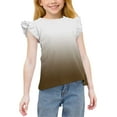 thumbnail image 1 of XUNKUSGA Girls Tshirts 3-14 Years Casual Lightweight Summer Blouse for Girls Cute Ditsy Floral Print Baby Girl Clothes Fashion Short Sleeve Ruffle Trim Crewneck Girls Tops Brown, 1 of 8
