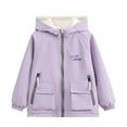 thumbnail image 1 of XUNKUSGA Girls Winter Coat 4-14 Years Heart Print Polar Fleece Lining Girls Winter Jacket Lightweight Waterproof Girls Coat Ripstop Transitional Jacket with Zipper Pocket, 1 of 9