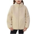 thumbnail image 1 of XUNKUSGA Girls Winter Coats 1-14 Years Fleece Thickened Warm Girls Jacket Polar Full-Zip Mock Jacket Lightweight solid color Long Sleeve Stand Collar Fall Winter Baby Clothes, 1 of 7