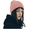 thumbnail image 1 of XUNKUSGA Hat for Men Women Stylish Slouchy Winter Hat Double Layer Warm Rib Knit Cuffed Mens Hats Classic Roll Up Womens Hats Soft Stretchy Solid Color Cozy Chunky Plain Hat Pink, 1 of 4