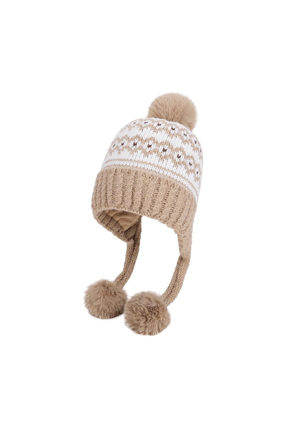 Hats for Women Winter Warm Fleece Lined Winter Cap for Women Fashion Pompoms Peruvian Ski Snow Ear Flaps Women Caps Elastic Soft Sherpa Knit Hats White