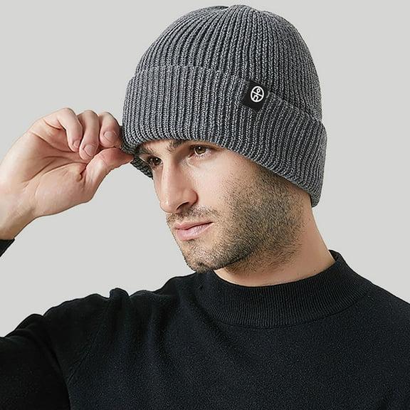 XUNKUSGA Hats for Men Women Winter Warm Mens Hats Solid Color Knit Skull Cap Soft and Thick Windproof Knit Hats for Women Unisex Winter Hats Gray