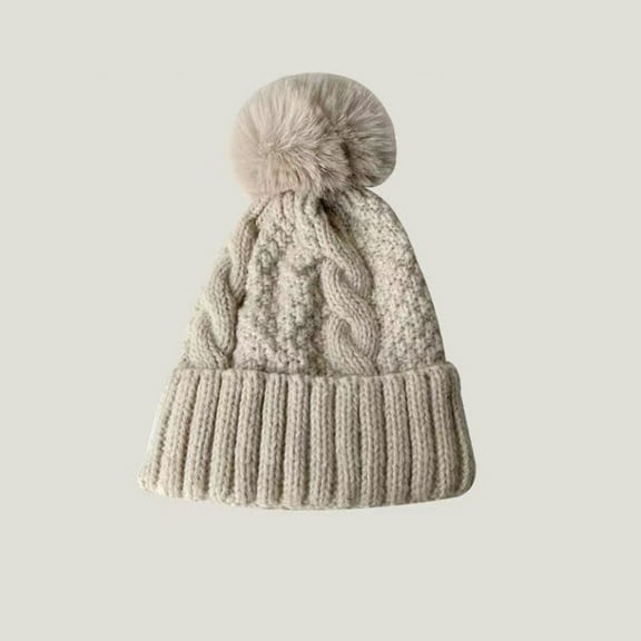 XUNKUSGA Hats for Men and Women Solid Color Warm Knit Hat with Cute Pom Pom Trendy Unisex Soft Ski Cap Cozy Soft Breathable Hat Hats for Men Beige