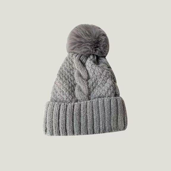 XUNKUSGA Hats for Men and Women Solid Color Warm Knit Hat with Cute Pom Pom Trendy Unisex Soft Ski Cap Cozy Soft Breathable Hat Hats for Men Gray