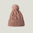 thumbnail image 1 of XUNKUSGA Hats for Men and Women Solid Color Warm Knit Hat with Cute Pom Pom Trendy Unisex Soft Ski Cap Cozy Soft Breathable Hat Hats for Men Pink, 1 of 2
