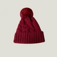thumbnail image 1 of XUNKUSGA Hats for Men and Women Solid Color Warm Knit Hat with Cute Pom Pom Trendy Unisex Soft Ski Cap Cozy Soft Breathable Hat Hats for Men Red, 1 of 2