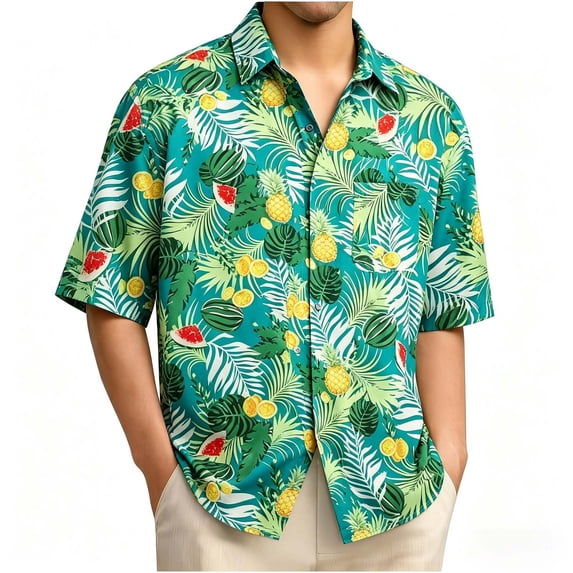 XUNKUSGA Hawaiian Shirt for Men Casual Summer Short Sleeve Mens Shirts Classic Collared Button Down Tropical Floral Beach Shirts with Pocket,#11,XL