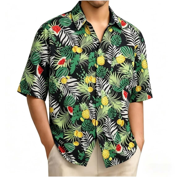 XUNKUSGA Hawaiian Shirt for Men Casual Summer Short Sleeve Mens Shirts Classic Collared Button Down Tropical Floral Beach Shirts with Pocket,#7,XL