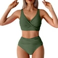 thumbnail image 1 of XUNKUSGA High Waisted Bikini Sets for Women V Neck Criss Cross Twist Front Bikini Top and Bikini Underwear Two Piece Swimsuit Casual Tummy Control Swimsuits for Women S-2XL, 1 of 4