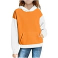 thumbnail image 1 of XUNKUSGA Hooded Sweatshirts 5-15 Yesrs Classic Waffle-Knit Plain Hoodie Fashion Color Blocked Pullover Hoodies for Girls Loose Long Sleeved Hoodies for Teen Girls With Pocket Orange, 1 of 7