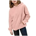 thumbnail image 1 of XUNKUSGA Hoodies for Teen Girls 4-15 Years Solid Color Long Sleeve Pullover Shirts for Girls Casual Comfy Pullover Hoodie Oversized Corduroy Baby Girl Clothes with Pocket, 1 of 8
