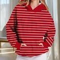 thumbnail image 1 of XUNKUSGA Hoodies for Women Striped Casual Pullover Hoodies Pleated Crewneck Pullover Loose Fit Long Sleeve Hooded Sweatshirts with Pocket Fashion Clothing S-3XL, 1 of 7