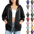 thumbnail image 1 of XUNKUSGA Hoodies for Women Zip Up Lightweight Solid Color 3/4 Sleeve Jackets for Women Fashion Basic Casual Sweatshirt for Women with Slant Pockets S-2XL,Beige, 1 of 9