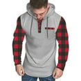 thumbnail image 1 of XUNKUSGA Hoodies for Men Casual Cotton Plaid Long-Sleeved Hooded Sweatshirt Fashion Hooded Collar Drawstring Hoodies Pullover with Pocket, 1 of 6