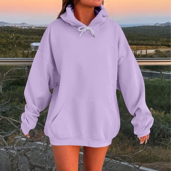 XUNKUSGA Hoodies for Women Loose Lightweight Hooded Sweatshirt Trendy Comfort Plain Hoodies Casual Solid Color Pullover Hoodies with Drawstring S-2XL