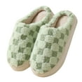 thumbnail image 1 of XUNKUSGA House Slippers Comfortable Plush Fleece Lined Slippers for Women Cozy Checkered Womens Slippers Winter Warm Slip-On Mens Slippers 5-7 Green, 1 of 2