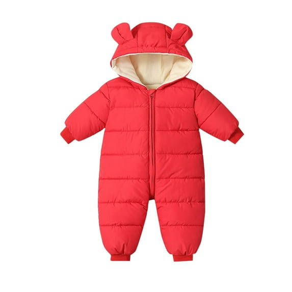 XUNKUSGA Infant Toddler Snowsuit 0-26Y Cute Baby Bear Snowsuit for Baby Girl Winter Coat Warm Hooded Jumpsuit for Boys Girls Windproof Long Sleeve Baby Winter Coat Red