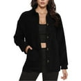 thumbnail image 1 of XUNKUSGA Jacket Women Faux Winter Coats for Women Long Sleeve Collared Button Down Jackets for Women Warm Fleece Lined Sherpa Women's Clothing S-2XL Black, 1 of 6