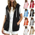 thumbnail image 1 of XUNKUSGA Sleeveless Full Zip Sweatshirt Hoodie Classic Solid Color Hooded Sweatshirt with Drawstring Casual Loose Hoodies for Women with Pockets,Orange, 1 of 9
