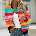 thumbnail image 1 of XUNKUSGA Jackets for Women Floral Print Long Sleeve Bomber Jacket Women Zip Up Front Open Cardigans for Women with Pocket Hiking Clothes for Women S-2XL, 1 of 5