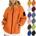 thumbnail image 1 of XUNKUSGA Jackets for Women Lightweight Waterproof Outdoor Jacket Full Front Zip Adjustable Cuffs Hood Women's Jackets Casual Travel Hoodies with Two Side Zip Pockets S-3XL Brown, 1 of 7