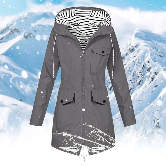 XUNKUSGA Jackets for Women Lightweight Waterproof Women's Jackets Zip Up Women's Coats Warm Outwear Casual Outdoor Hooded Windbreaker Womens Fall Jackets S-3XL