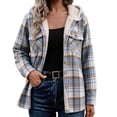 thumbnail image 1 of XUNKUSGA Jackets for Women Vintage Plaid Thickened Fleece Lined Hooded Shacket Women Casual Loose Long Sleeve Button Down Flannel Jacket Women Fall Winter Coat with Pockets, Size S, 1 of 9