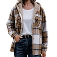thumbnail image 1 of XUNKUSGA Jackets for Women Vintage Plaid Thickened Fleece Lined Hooded Shacket Women Casual Loose Long Sleeve Button Down Flannel Jacket Women Fall Winter Coat with Pockets, Size S, 1 of 9