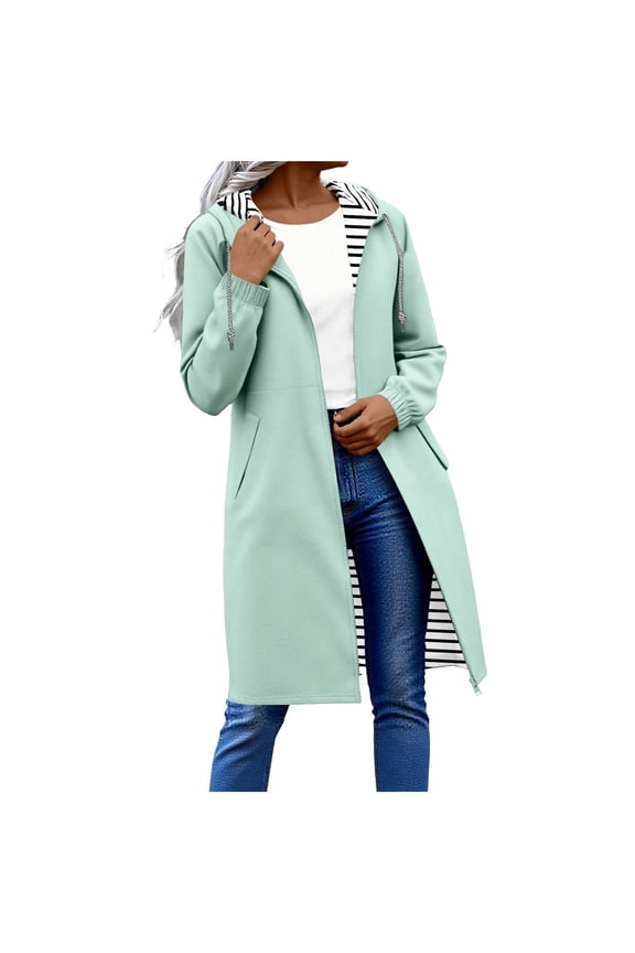 Jackets for Women Waterproof Long Hooded Trench Coats Solid Color Windbreaker Rain Jacket with Pockets Loose Relaxed Lightweight Jacket Women S-2XL Green