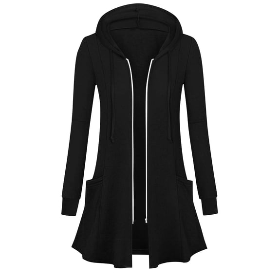XUNKUSGA Jackets for Women Zip Up Long Hoodie Jacket Casual Lightweight Womens Fall Jackets Loose Long Sleeve Tunic Sweatshirt with Deep Pockets Fashion Open Front Cardigan S-2XL