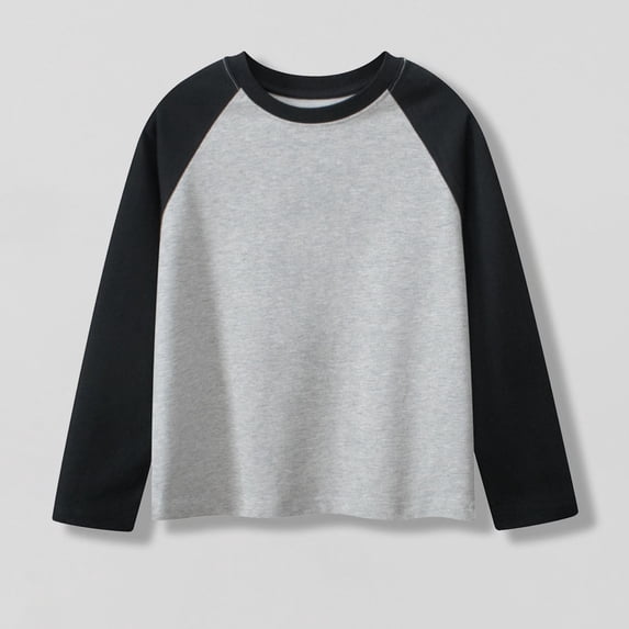 XUNKUSGA Kid Sweatshirt 5-15 Years Long Sleeve Tee Crewneck Girls T Shirts Fashion Color Block Cute Fall Blouses Tops Cotton Comfortable Pullover Shirts for Girls