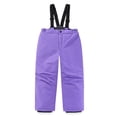 thumbnail image 1 of XUNKUSGA Kids Waterproof Suspender Snow Pants 2-12 Years Winter Warm Skiing Snowboard Pants for Boys Girls Solid Color Thick Waterproof Snow-proof Ski Pants for Kids Purple, 1 of 2